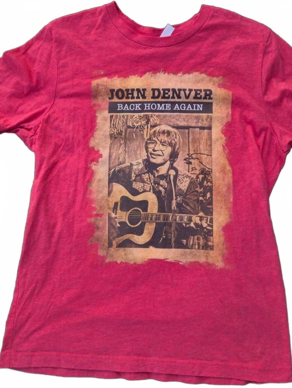 John Denver Back Home Again COUNTRY SINGER LEGEND RED Graphic T-Shirt LARGE